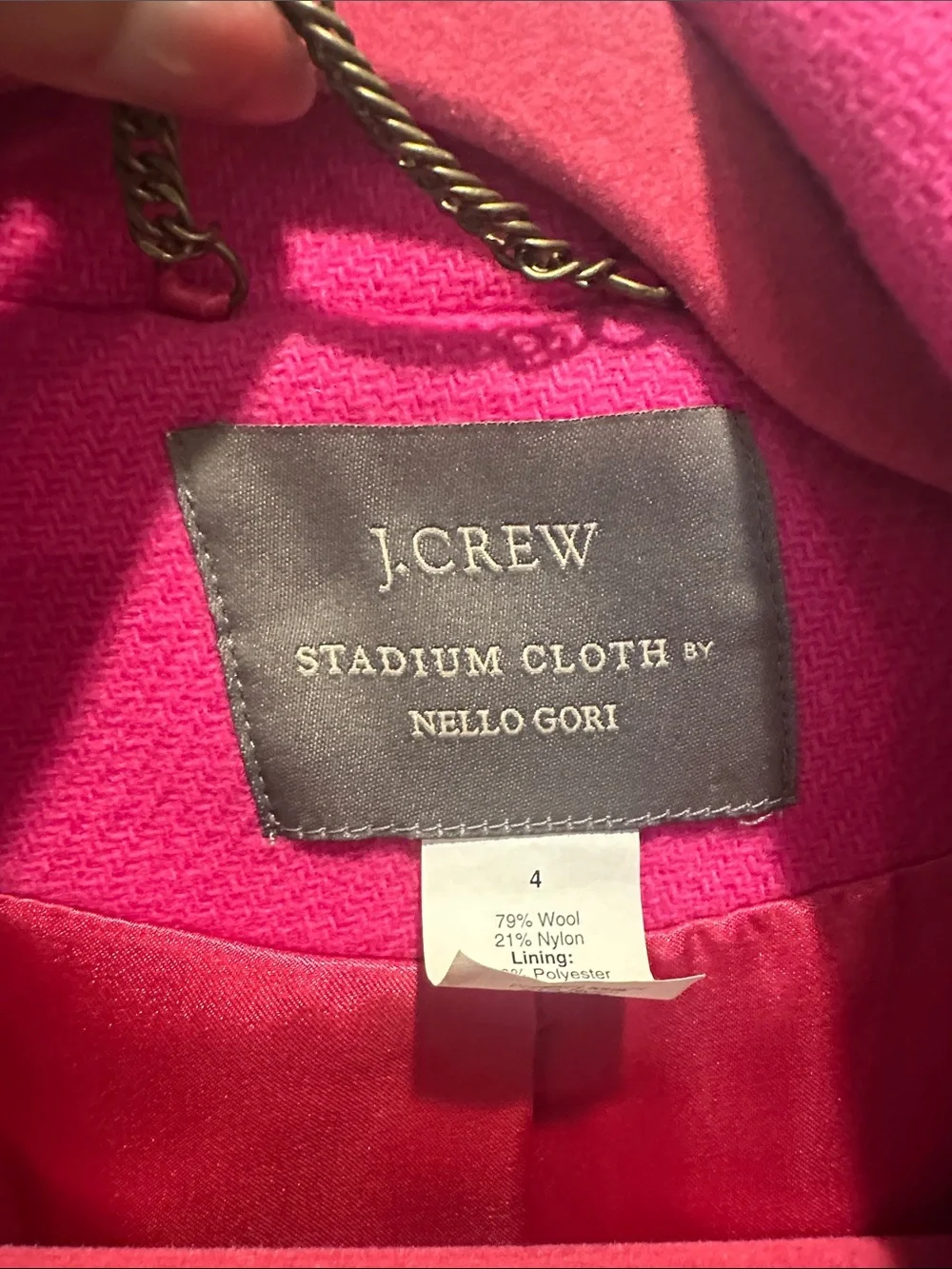 J. Crew Fuscia Peacoat size 4 - like new - Picture 4 of 7